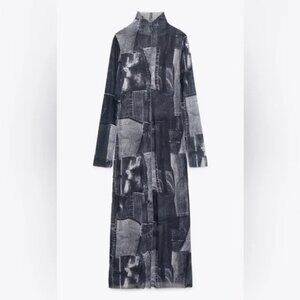 Zara Patchwork Tulle Dress Gray [4661/211] Size XL $59.90 NWT